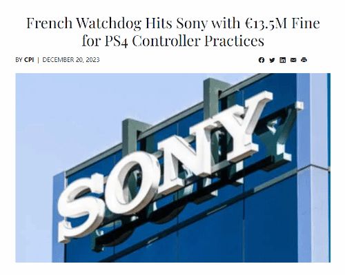 "索尼涉嫌操纵手柄市场，法国罚款并面临指控"